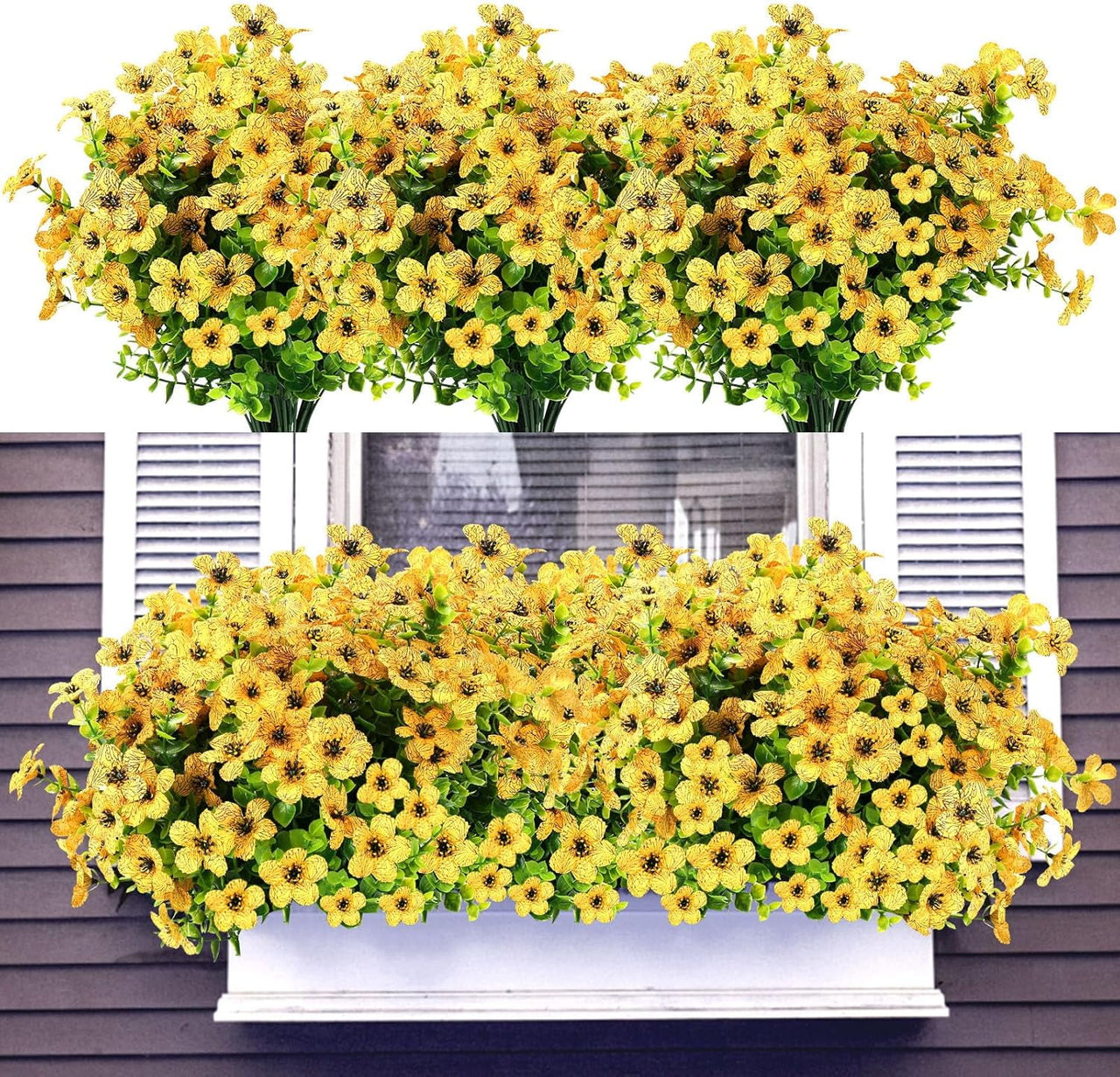 ZOELNIC 12 Bundles Artificial Fake Flowers Outdoors, Realistic UV Resistant Faux Plants with Silk Flowers for Outside Planters Window Box Front Porch Summer Decoration