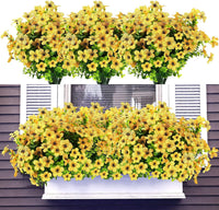 ZOELNIC 12 Bundles Artificial Fake Flowers Outdoors, Realistic UV Resistant Faux Plants with Silk Flowers for Outside Planters Window Box Front Porch Summer Decoration