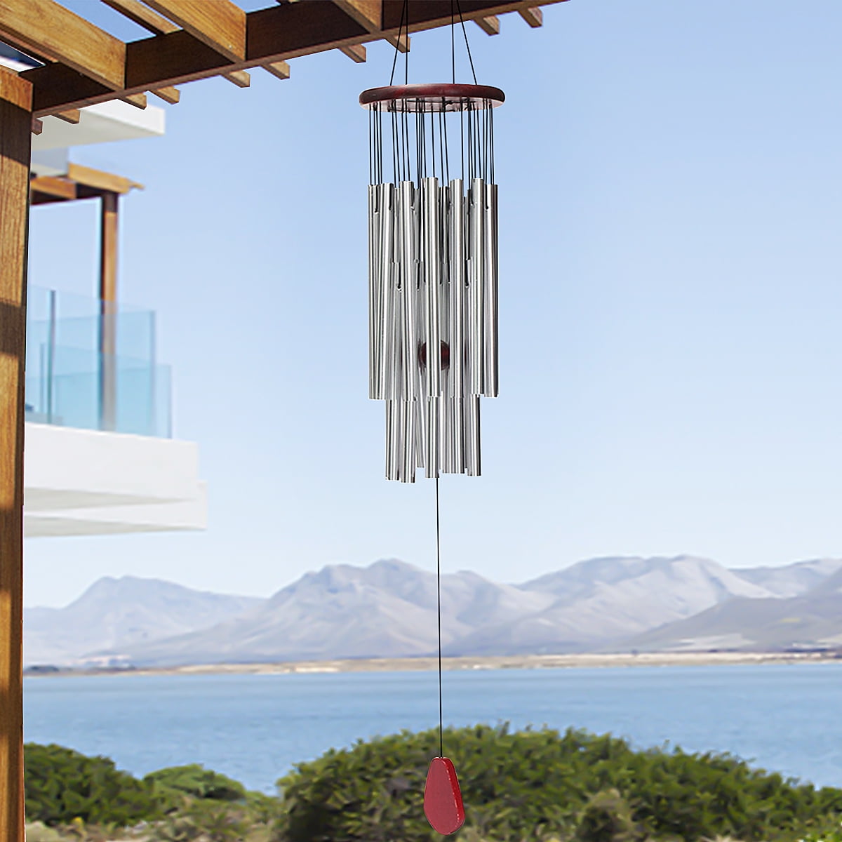 BSHAPPLUS® 32" Wind Chimes,27 Tubes Metal Wind Chimes Silver Tube Wind Chime Chapel Church Bells Outdoor Garden Yard Indoor Pathway Hanging Home Decoration