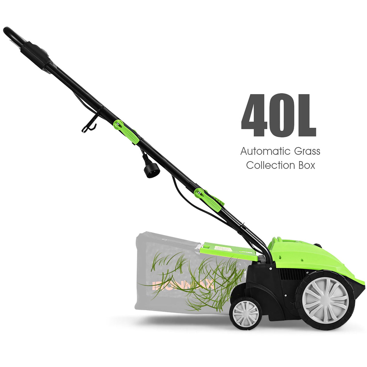 Costway 13” 12A Corded Electric Self-Propelled Walk-Behind Lawn Dethatcher, 40L Collection Bag