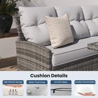 ELPOSUN 7-Piece Outdoor Patio Furniture Set - Sectional Sofa, Dining Table & Chairs Included, All-Weather Conversation Set with Ottoman, Gray Rattan,Gray