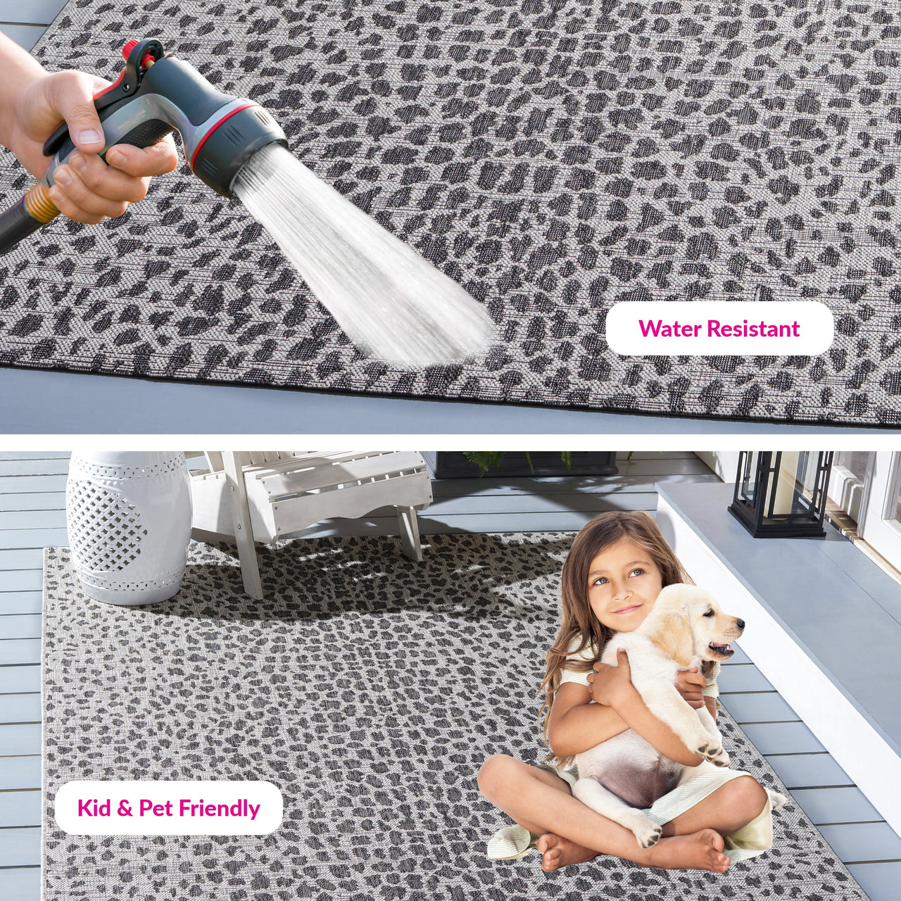 Safavieh Courtyard Karina Animal Indoor/Outdoor Area Rug, Gray/Black, 5'5" x 7'7"