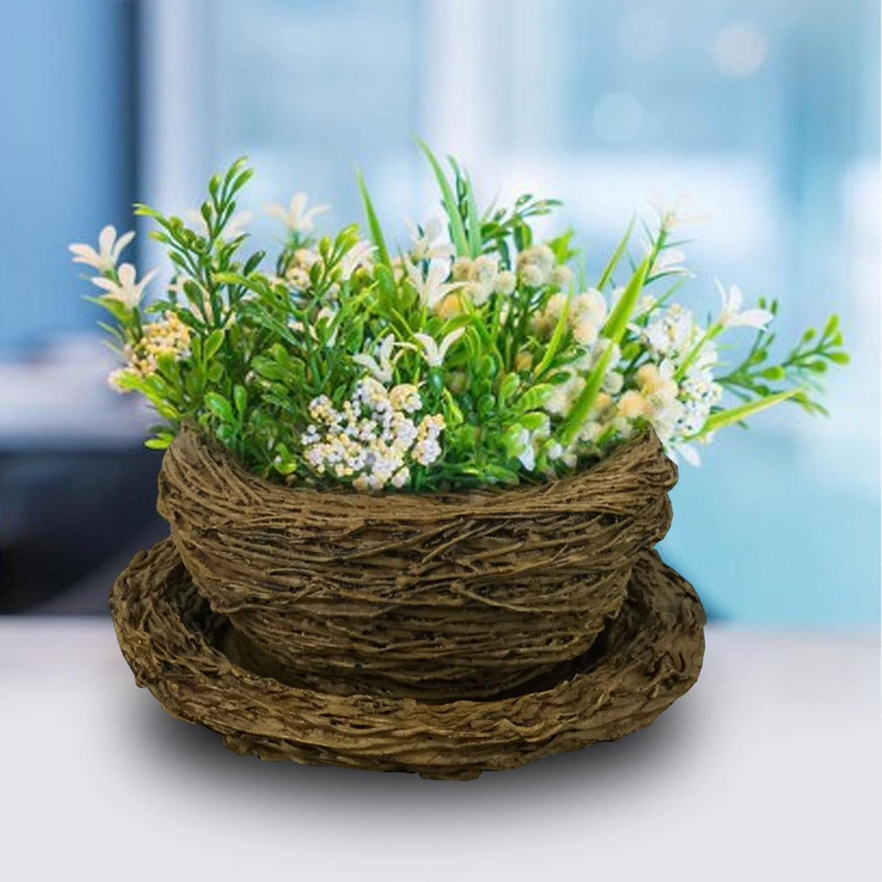 simhoa Bird Nest Flower Planter Pot Flower Arrangement Unique Plant Pot Flower Pots for Balcony Table Shelf Courtyard Home