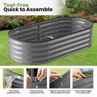 GVDV Galvanized Raised Garden Bed Outdoor, 4x2x1ft Backyard Oval Metal Planter Box with Easy Assembly, for Gardening Vegetables, Fruits, Flowers - Dark Gray