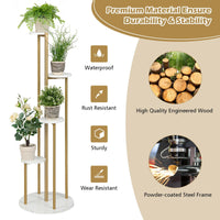 Giantex  4-Tier Metal Plant Stand, Planter Holder  W/ Golden Metal Frame, Faux Marble Finish, Potted Planter Display Rack