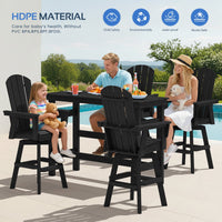 SERWALL HDPE Outdoor Swivel Bar Chairs Set of 2, Bar Height Adirondack Barstools, All Weather Pub Bar Chair, Black
