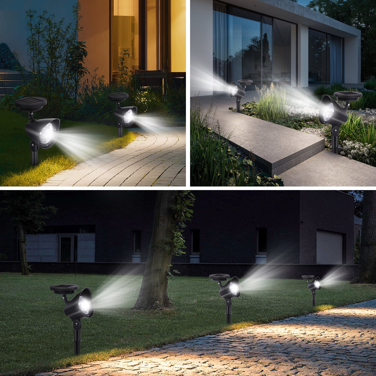 VIIWII Solar Lights Outdoor LED Landscape Spotlights for Garden Walkway Yard Porch Pool 4 Packs