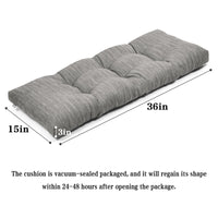 Baibu Tufted Bench Cushion Loveseat Cushion with Tires Suitable for Garden Patio Bench Indoor Furniture with Anti-slip Bottom, Light Grey, 36