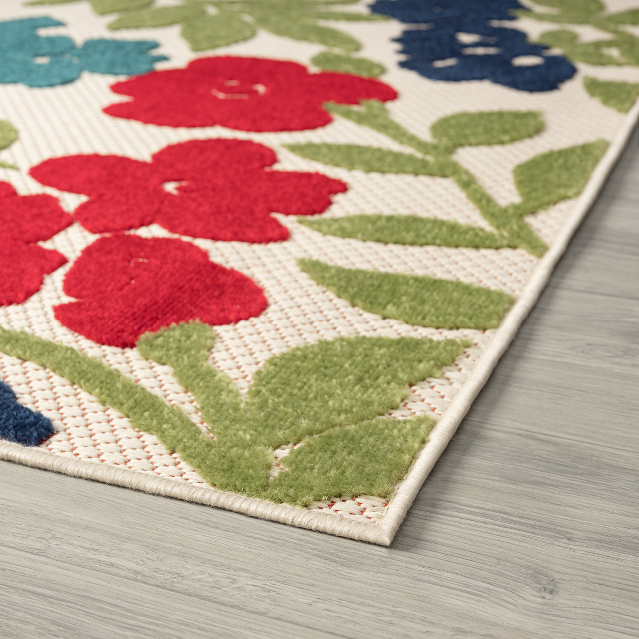 Oasis Modern Floral Multicolor Polypropylene Indoor Outdoor Area Rug, 5'x7' Rectangle
