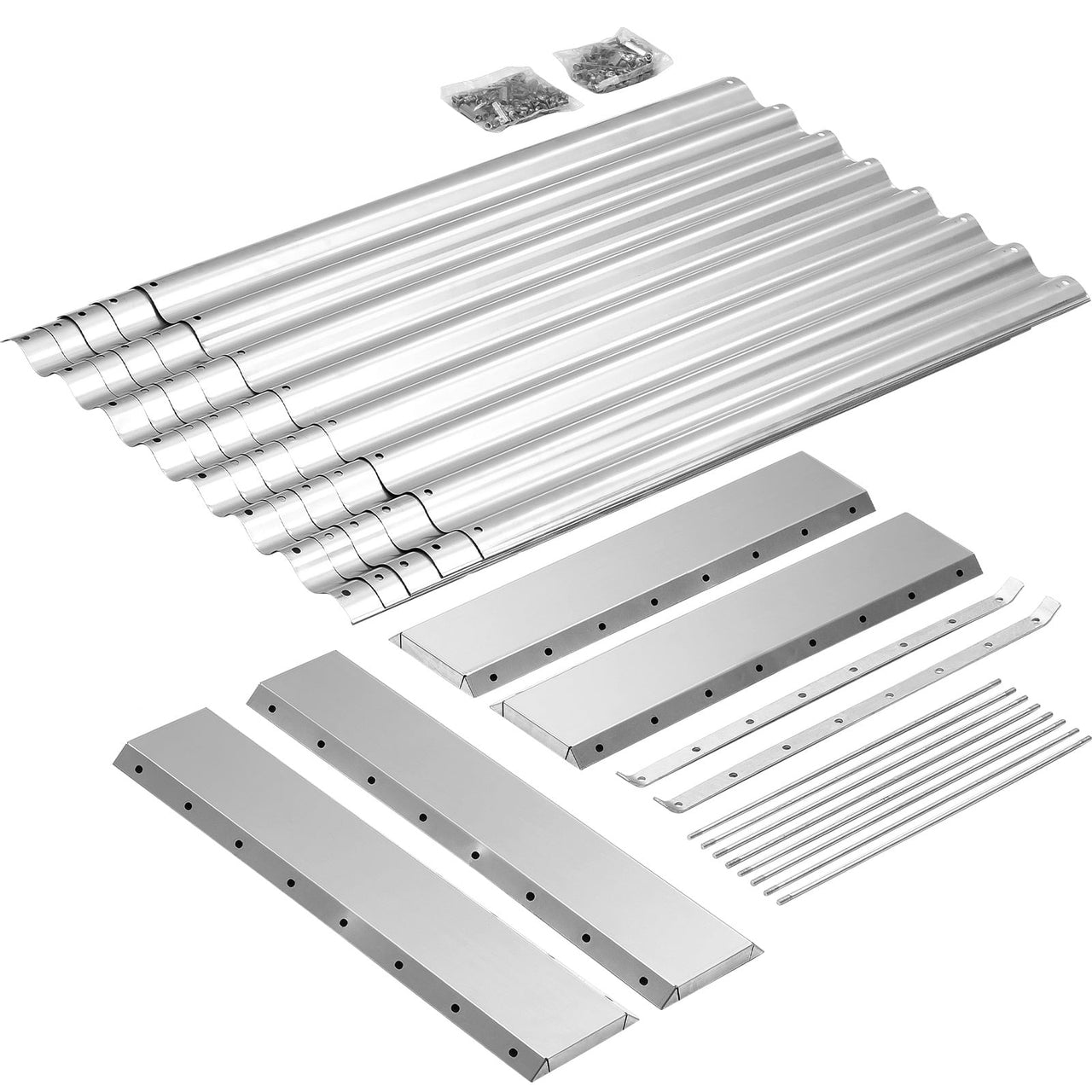Land Guard 8x4x2ft Raised Rectangle Garden Beds Outdoor,Galvanized Metal Planter Box for Vegetables,Starlight Silver