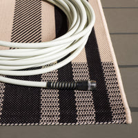 SAFAVIEH Courtyard Benjamin Plaid Indoor/Outdoor Area Rug, Black/Bone, 8' x 11'