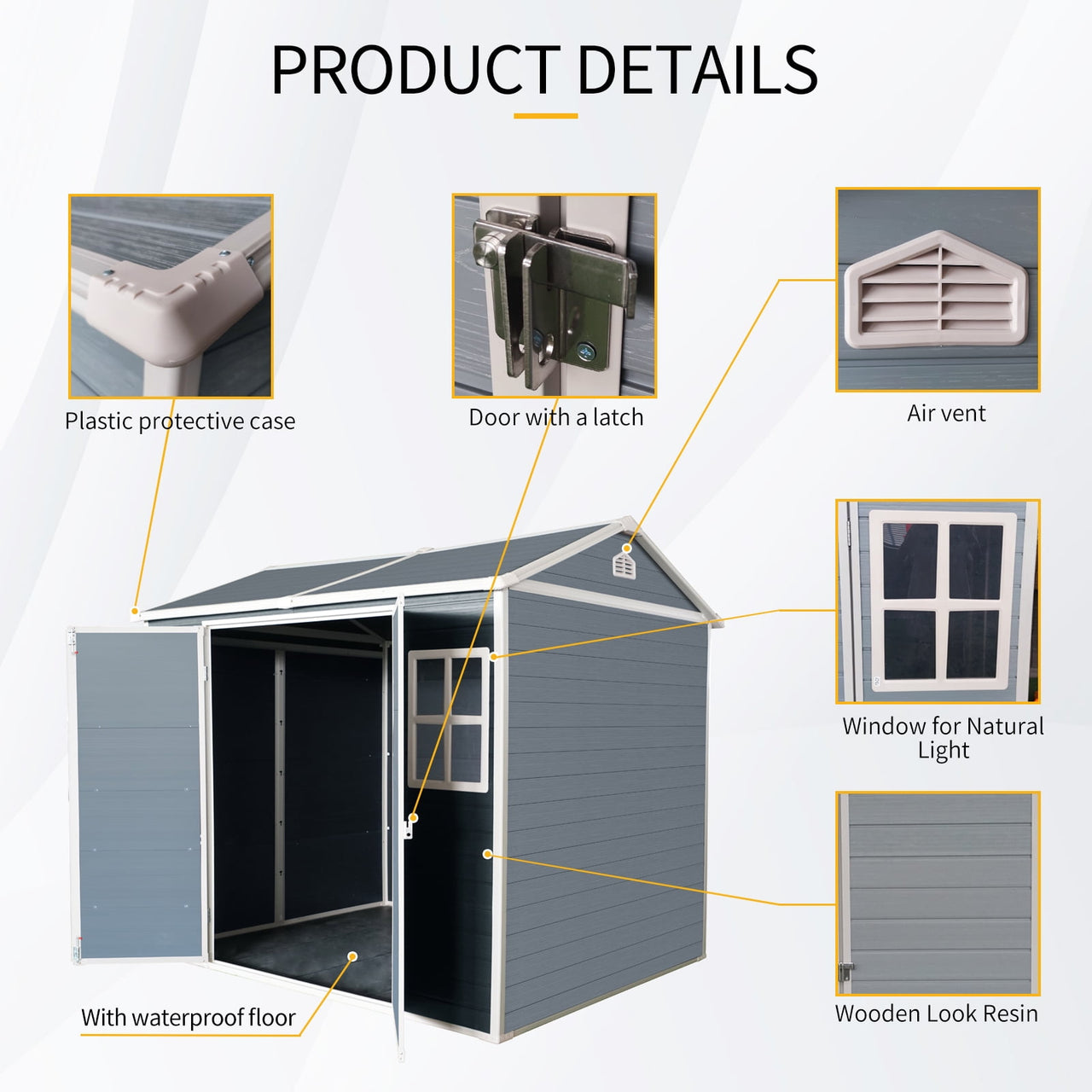 6x8 FT Outdoor Storage Shed with Double Windows And Floor, Lockable Tool Storage Sheds With Sloped Roof, Utility Tool Shed Storage House For Backyard Patio Lawn Garden