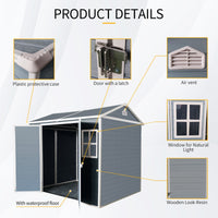 6x8 FT Outdoor Storage Shed with Double Windows And Floor, Lockable Tool Storage Sheds With Sloped Roof, Utility Tool Shed Storage House For Backyard Patio Lawn Garden