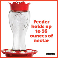Pennington Glass Red Hummingbird Feeder, 16 oz Nectar Capacity