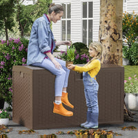 Ataucjin 120 Gallon Outdoor Storage Box, Outside Storage Box Container Lockable Resin Deck Box, Waterproof Patio Deck Storage Box For Package Delivery, Furniture Cushions