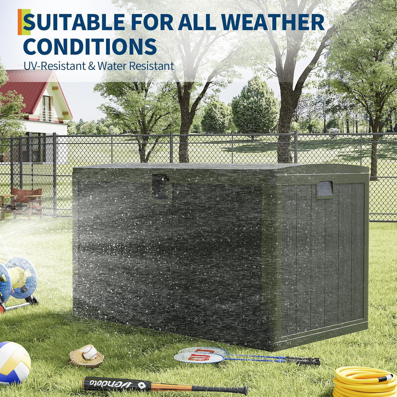 Ataucjin 130 Gallon Outdoor Storage Box,  Lockable Storage Bin, Lockable Resin Deck Box Indoor and Outdoor Use, Waterproof Patio Deck Storage Box For Package Delivery, Furniture Cushions
