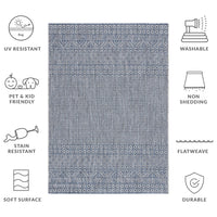 SAFAVIEH Courtyard Evander Geometric Indoor/Outdoor Area Rug, Gray/Blue, 5'3