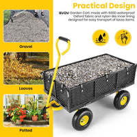 GVDV Heavy Duty Steel Garden Cart with Liner, 660lbs Capacity, 3 Cu ft, 10