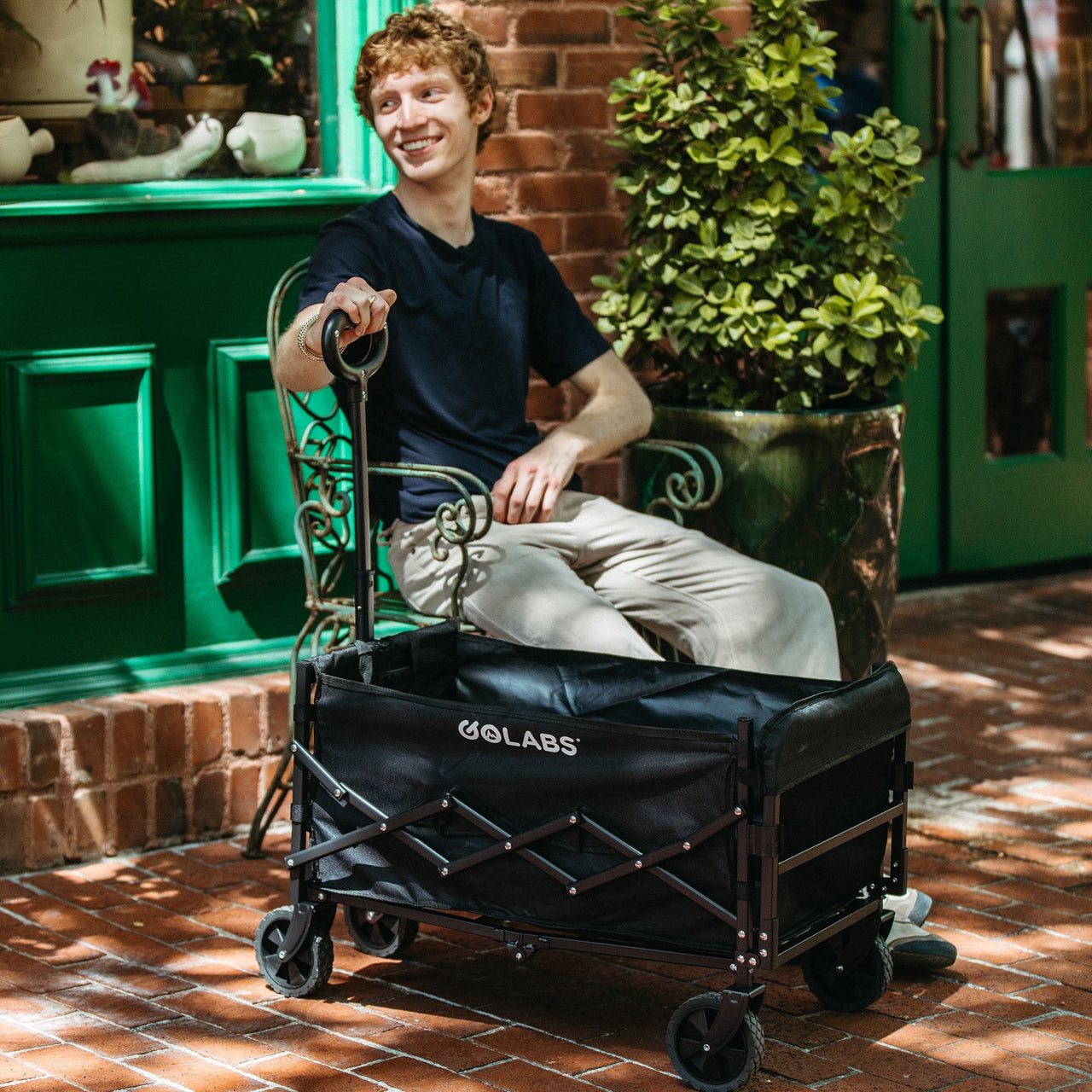 GOLABS Collapsible Folding Wagon Cart, 100L Storage & 350LB Capacity Garden Wagons for Camping & Beach