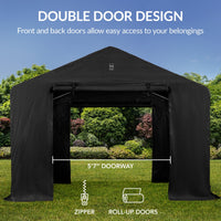 Best Choice Products 10x8ft Outdoor Fabric Storage Shed, Steel Frame, Dual Roll-Up Zipper Doors, Window - Black