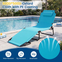 Costway Beach Chaise Lounge Chair with Face Hole Pillows & 4-Position Adjustable Backrest Turquoise