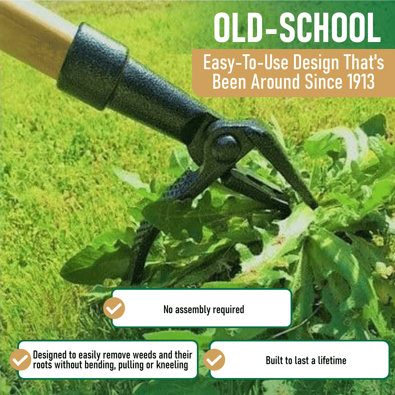 Grampa's Weeder - The Original Stand Up Weed Puller Tool With Long Handle - Made With 4-Claw Steel Head Design - Easily Remove Weeds Without Bending, Pulling, or Kneeling