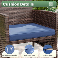 ELPOSUN 5 Piece Patio Furniture Set, Outdoor Conversation Rattan Chair with Ottomans/Storage Coffee Table for Patio,Balcony ,Poolside Deck, Navy