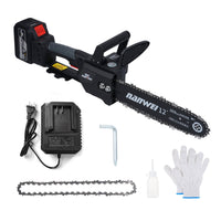 Handheld 12inch Electric Chainsaw 2000W Brushless Chainsaw Handheld Logging Saw With Safety Lock 21V 6000mah Rechargeable Battery For Wood Cutting Trimming Courtyard Garden