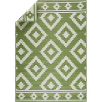 Playa Rug Milan Lightweight Reversible Recycled Plastic Outdoor Floor Mat/Rug Green&Crème 4'x6' 4' x 6'