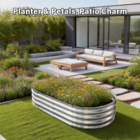 HGD Raised Garden Bed Kit Oval Galvanized Metal Outdoor Planter 4x2x1 ft