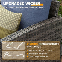 ELPOSUN Patio Furniture Set, 6 Pieces Outdoor Patio Set, All-Weather Wicker Rattan Outdoor Furniture Set with Swivel Chairs for Poolside, Backyard, Gray Wicker Navy Blue Cushions