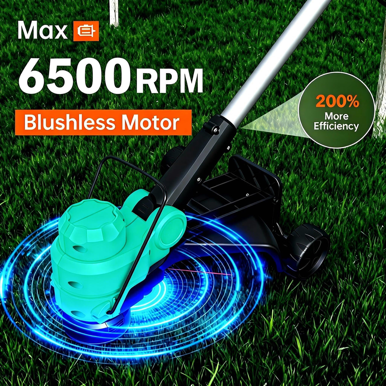 OUTGOODS PP+ Metal 20V Cordless Grass Trimmer, Dual 2.0Ah Lithium Batteries, Fast Charger Included, 12 Inch Cutting Head, 8 Grass Cutting Lines