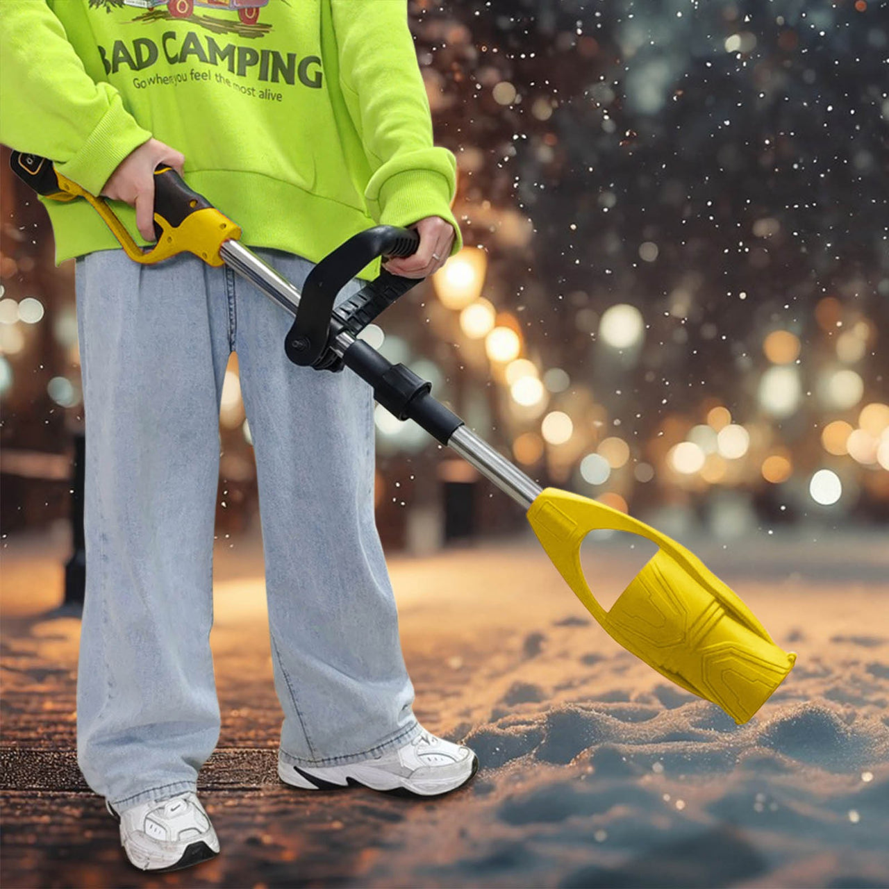 Yellow Cordless Garden Leaf Blower, Foldable Electric Blower With Lithium Battery, High Wind Speed For Snow Removal, Lawn Cleaning, Patio And Driveway, 17.72X6.69X5.12In