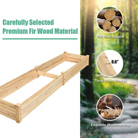 Costway Wooden Vegetable Raised Garden Bed Backyard Patio Grow Flowers Planter with 2 Planting Compartments