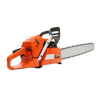 Orange Gas Chainsaw with 24 inch Guide Bar,2-Cycle 65cc Gasoline Power Chain Saws 3.4KW 40.94*10.62*12.99in for Forest Harvesting, Cutting Wood
