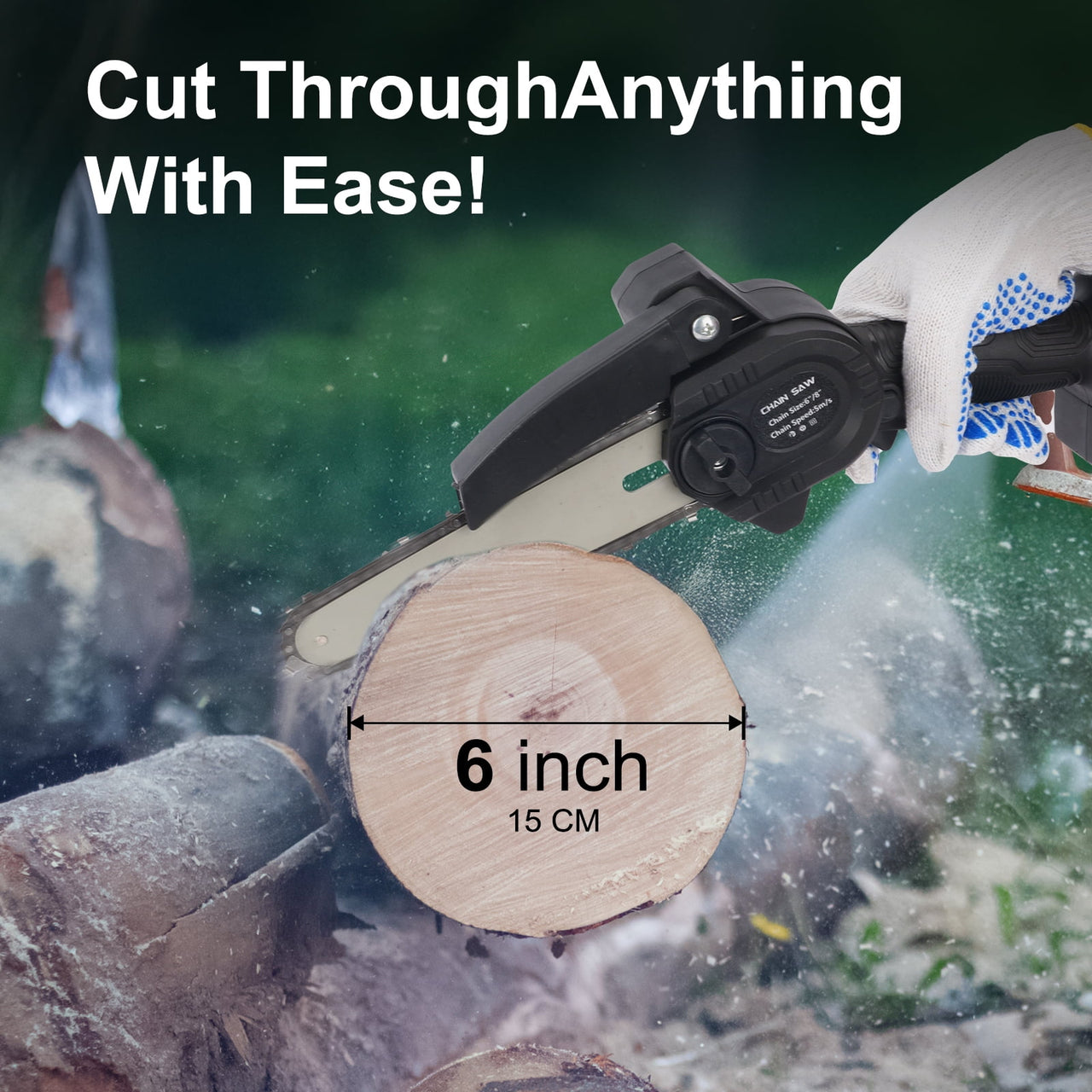 Upgraded Portable Mini Electric Chainsaw with 2 Battery, 20V Cordless Chain Saw, Lightweight 2.3 IBS One-Handed Operation for Orchard Ranch Pruning & Wood Cutting