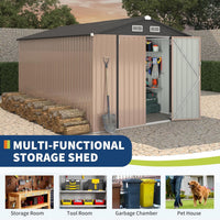 8x12 FT Metal Storage Sheds Outdoor, Metal Yard Sheds Garden Shed Kit, 8x12x6.4 FT Outdoor Storage Sheds, Metals Tool Shed with Lockable Door, Metals UtilityShed Buildings with Air Vent for Backyard G