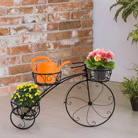 Topbuy Tricycle Metal Plant Stand Flower Pot Cart Holder Ideal for Home Garden Patio