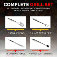 BBQ Tools Grill Tools Set with Grill Tongs, Spatula, Forks, Brush - Stainless Steel Grill Kit Grilling Utensils Set - Perfect BBQ Grill Accessories for Outdoor - Gifts for Dad - 4 PCS