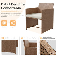 ELPOSUN 4-Piece Patio Rattan Furniture Set with Cushions & Tempered Glass Tabletop, Beige