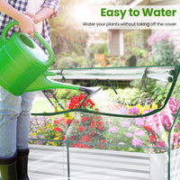 Funcid Galvanized Raised Garden Bed with Cover, Outdoor Metal Planter Box 2 Roll-Up Windows Mini Greenhouse for Growing Flowers Fruits Vegetables and Herbs, 6x3x3ft(Clear)