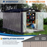 8x12 FT Metal Storage Sheds Outdoor, Metal Yard Sheds Garden Shed Kit, 8x12x6.4 FT Outdoor Storage Sheds, Metals Tool Shed with Lockable Door, Metals UtilityShed Buildings with Air Vent for Backyard G
