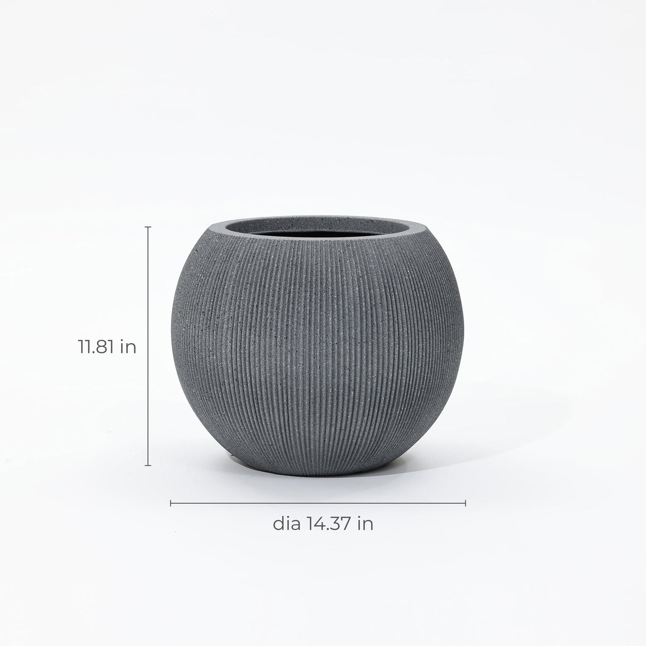 LuxenHome 14.5" Dia Round Planter Large Indoor Outdoor Plant Pot Modern Striped Plastic Planter Pot