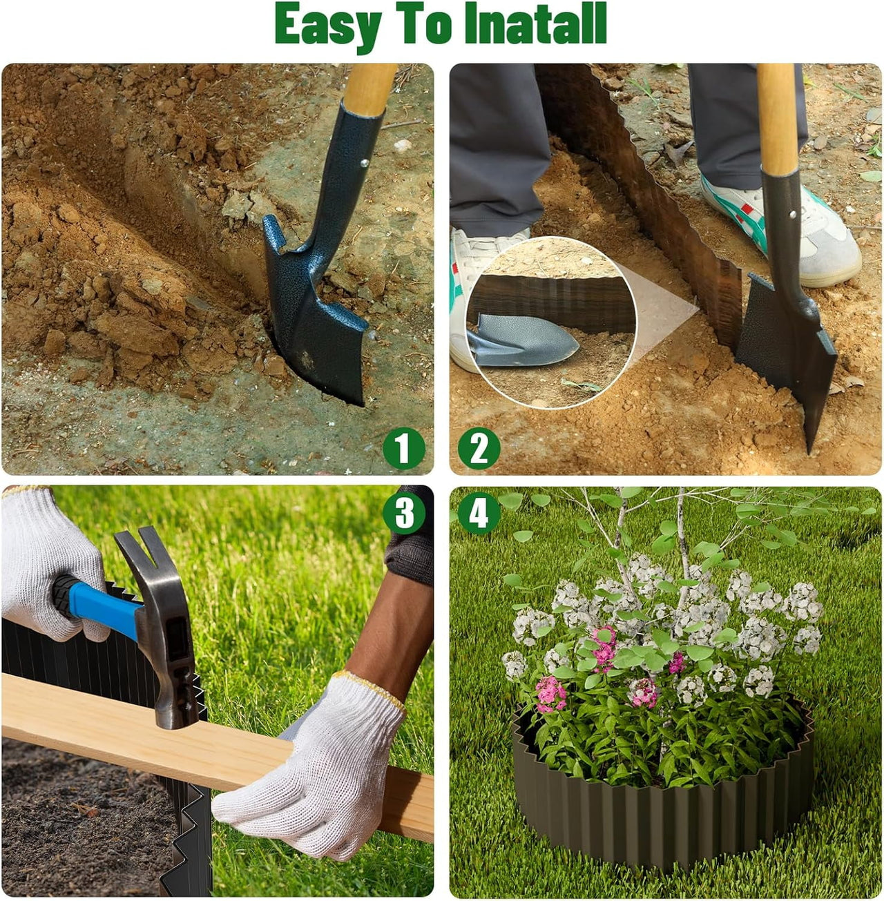 Corrugated Metal Garden Edging 6" x 20Ft, Landscape Edging Border for Lawn, Flower Bed, Garden Fence, Paver (Black)
