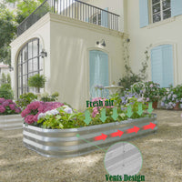 Galvanized Raised Garden Bed Kit, Large Metal Raised Garden Beds for Vegetables, Galvanized Planter Raised Garden Boxes Outdoor (Silver)
