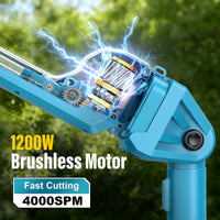 Gisam 21V MAX Brushless Pole Hedge Trimmer Cordless, 20.5