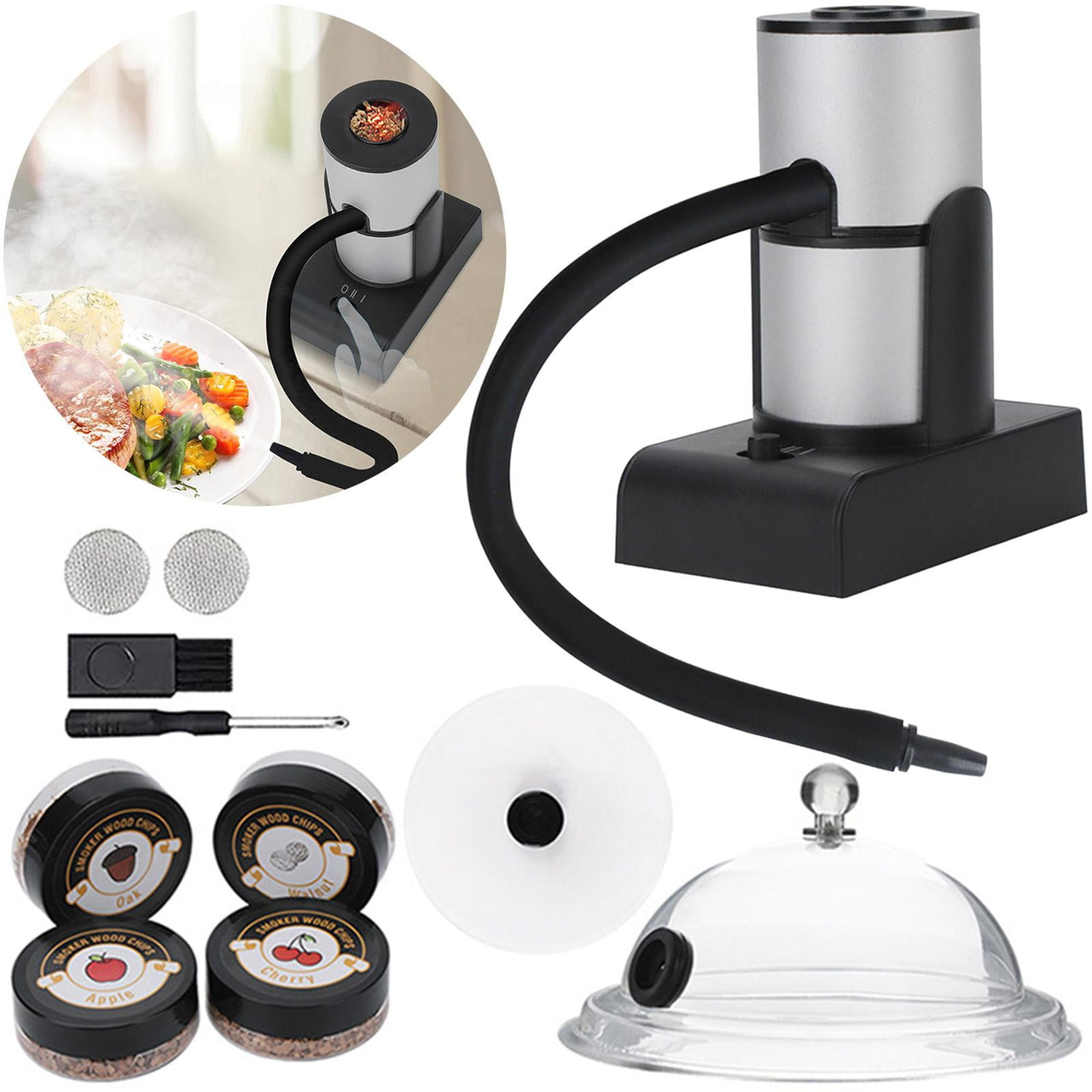 Portable Smoke Infuser Cooking chen indoor and outdoor with Wood Chips & Cleaning Brush Cold Food for Steak indoor and outdoor