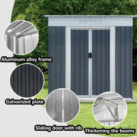 6ftx4ft Outdoor Storage Shed with Sliding Door, Anti-Corrosion Metal Garden Shed With Sloped Roof, Weatherproof Tool Shed For Backyard Patio Lawn