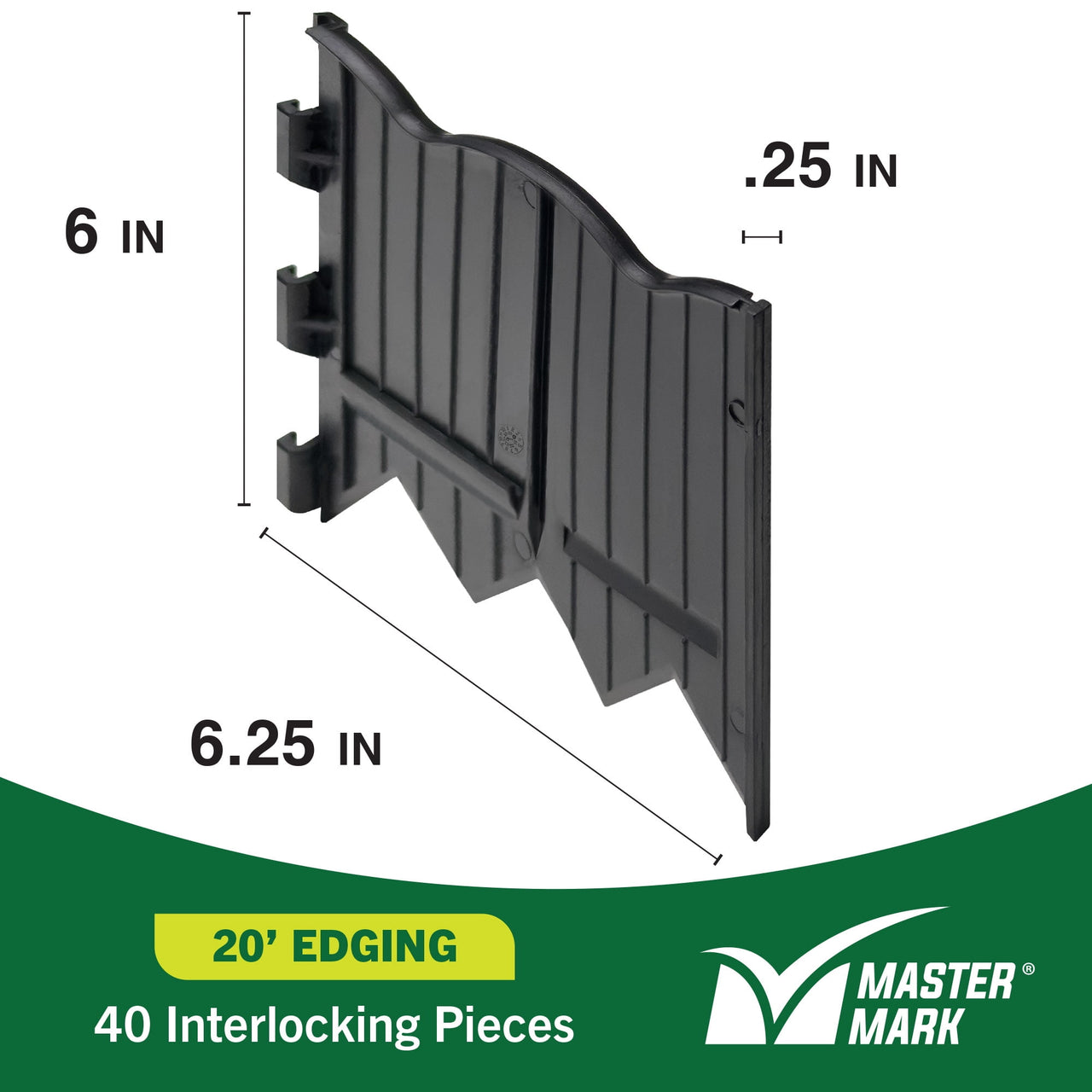 Master Mark Dig-Free Pound-able Landscape Edging, Garden Edging Border, Plastic (Black) 97221