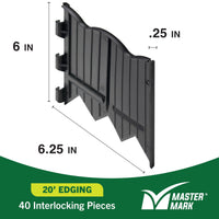 Master Mark Dig-Free Pound-able Landscape Edging, Garden Edging Border, Plastic (Black) 97221